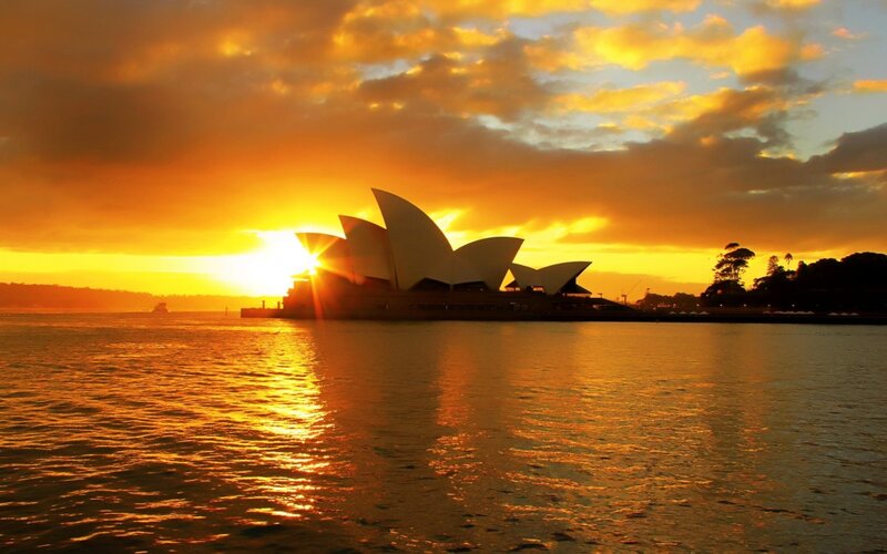 Sydney Opera House — Orange, Dramatic, Sunset, Photograph, Water