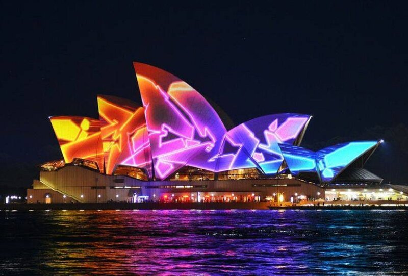 Sydney Opera House — Purple, Dramatic, Night