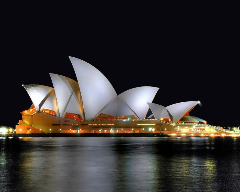 Sydney Opera House — White, Dramatic, Night, Photograph, Water