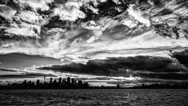 Sydney Skyline at Dusk — Black