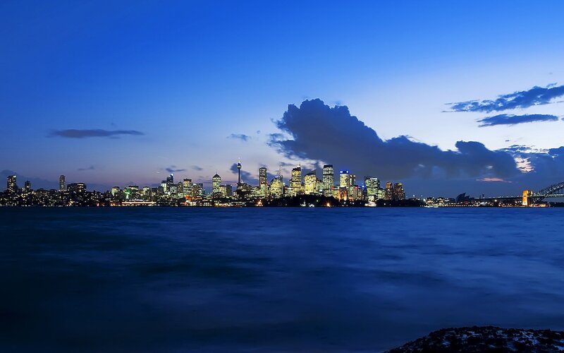 Sydney Skyline at Dusk — Blue, Serene, Night