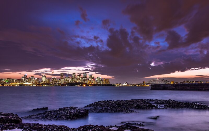 Sydney Skyline at Dusk — Purple