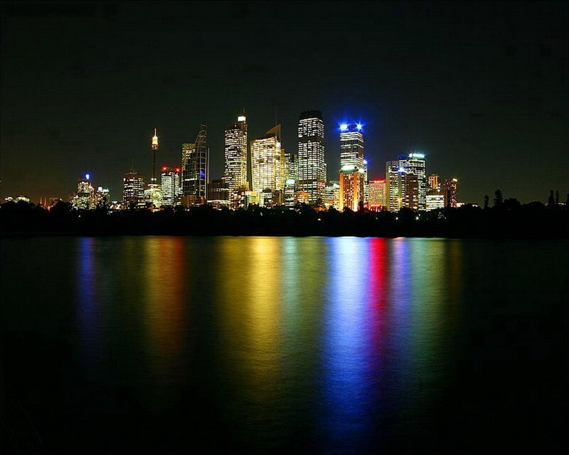 Sydney Skyline at Night — Black, Calm