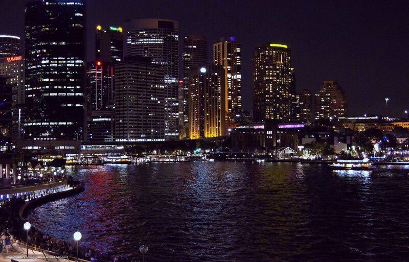 Sydney Skyline at Night — Black, Dramatic, Photograph, Skyscrapers