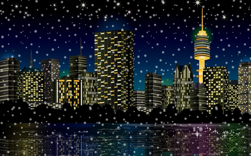 Sydney Skyline at Night — Black, Serene