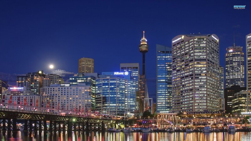 Sydney Skyline at Night — Blue, Calm