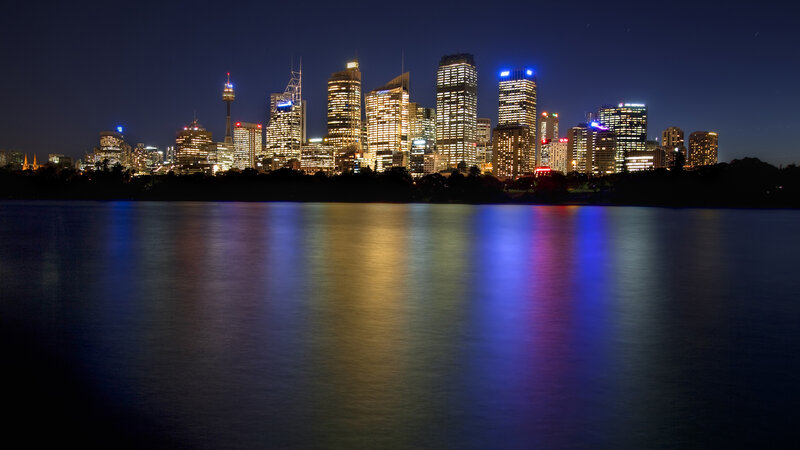 Sydney Skyline at Night — Blue, Serene