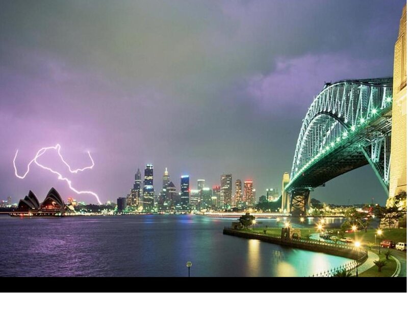 Sydney Skyline at Night — Purple, Dramatic, Photograph