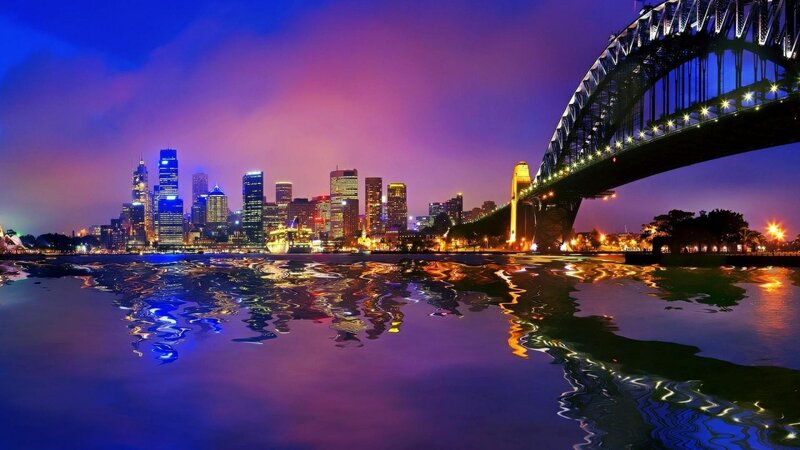Sydney Skyline at Night — Purple, Dramatic