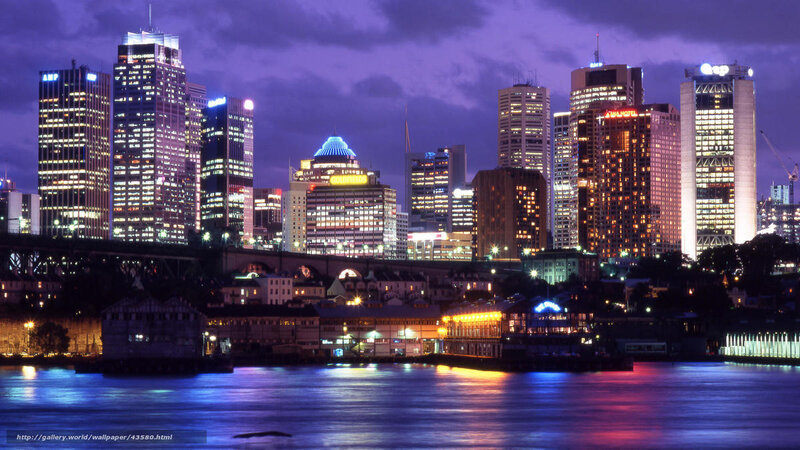 Sydney Skyline at Night — Purple