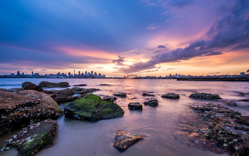 Sydney Skyline at Sunset — Blue