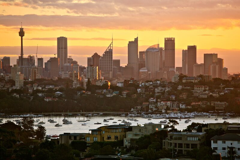 Sydney Skyline at Sunset — Orange, Serene