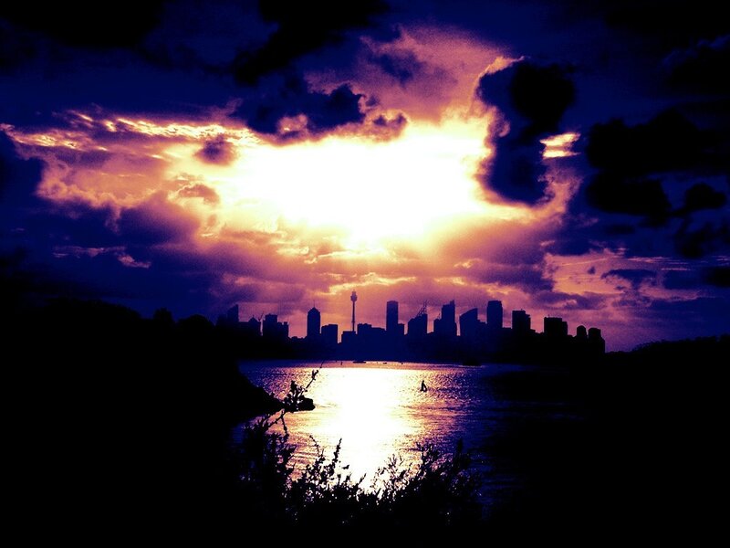 Sydney Skyline at Sunset — Purple