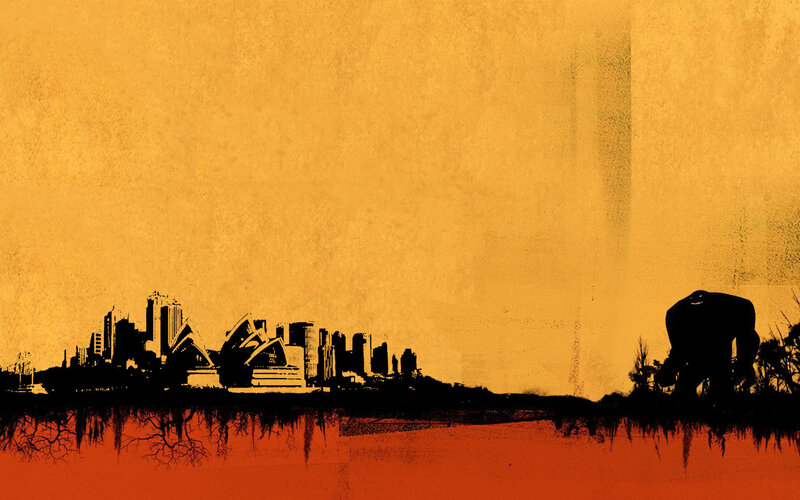 Sydney skyline with gorilla