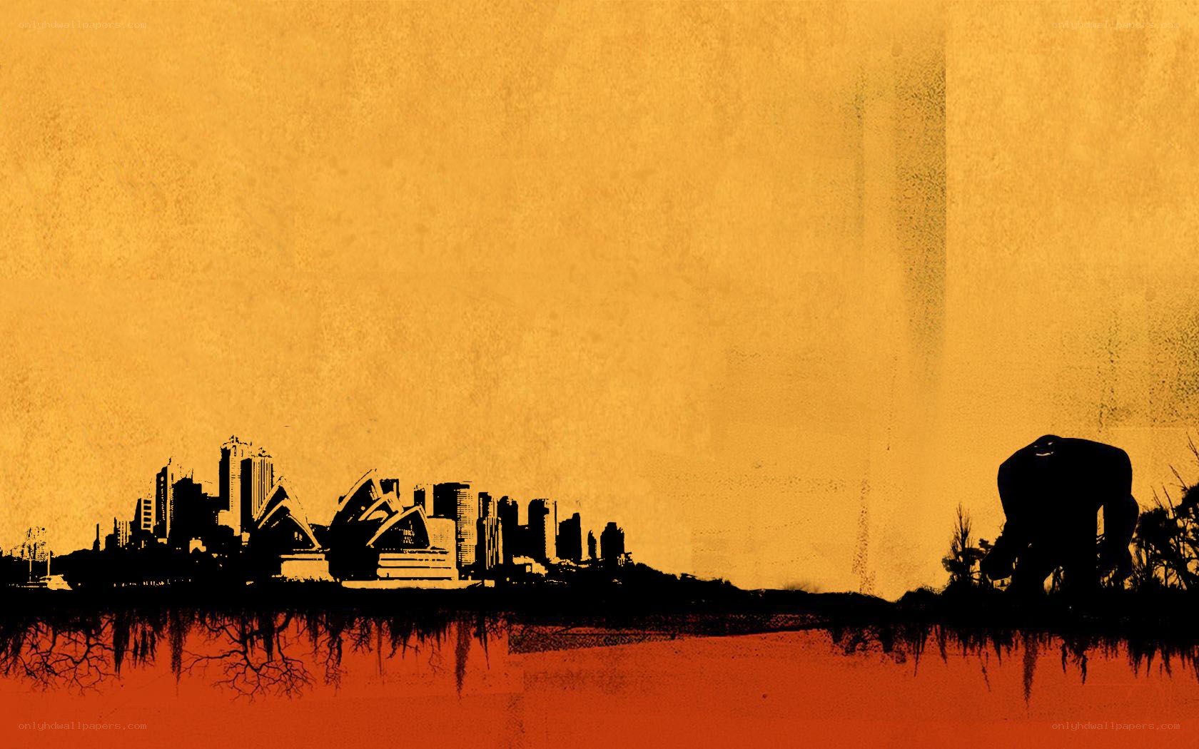 Sydney skyline with gorilla