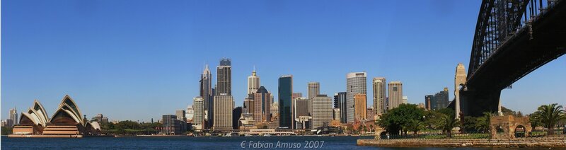 Sydney skyline with Opera House and Harbour Bridge