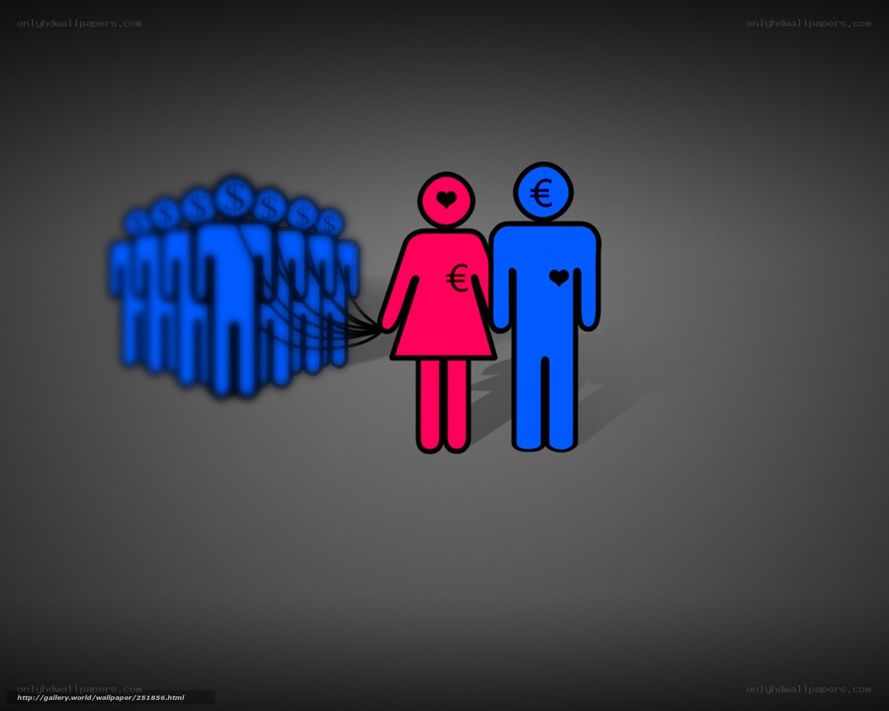 symbolic couple with money figures