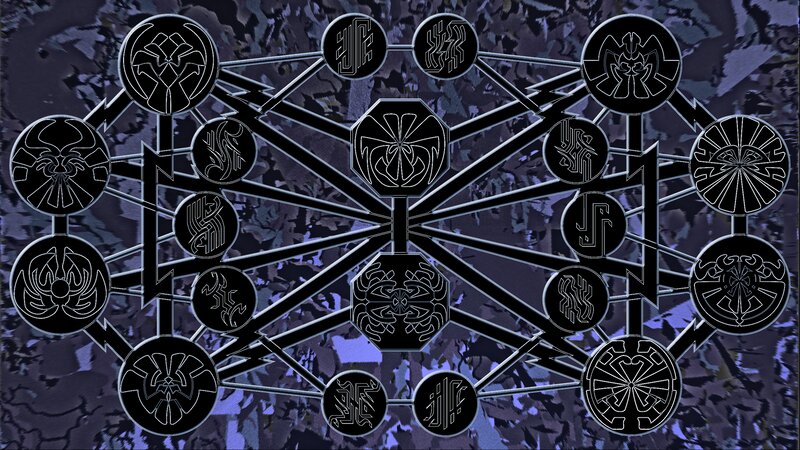 Symbolic Network Diagram — Black, Mysterious