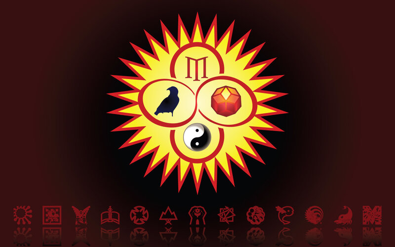 symbolic sun with icons