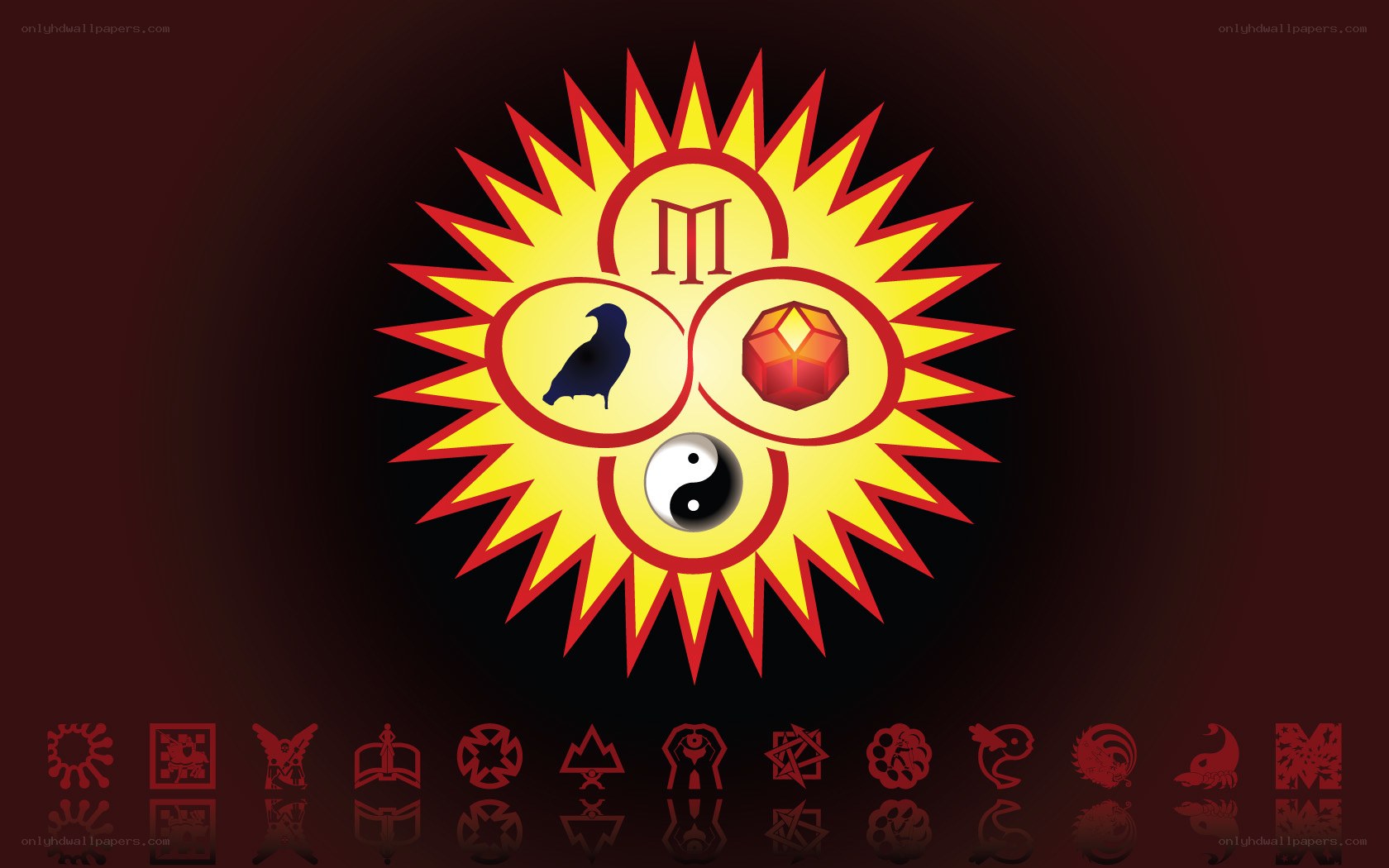 symbolic sun with icons
