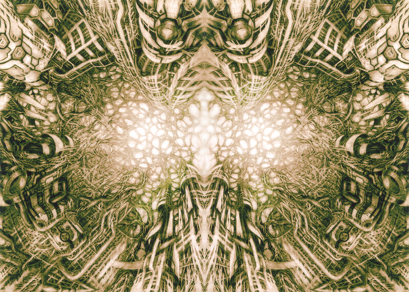 Symmetrical abstract mechanical artwork