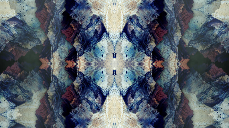 Symmetrical Abstract Pattern — Blue, Dramatic, Mountains