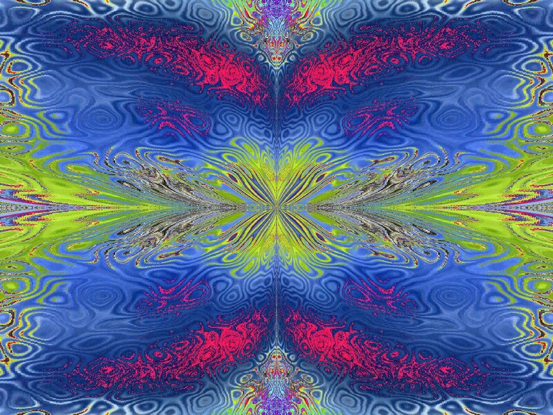 Symmetrical Abstract Pattern — Blue, Hypnotic, Colorful, Swirls, Mirror Effect