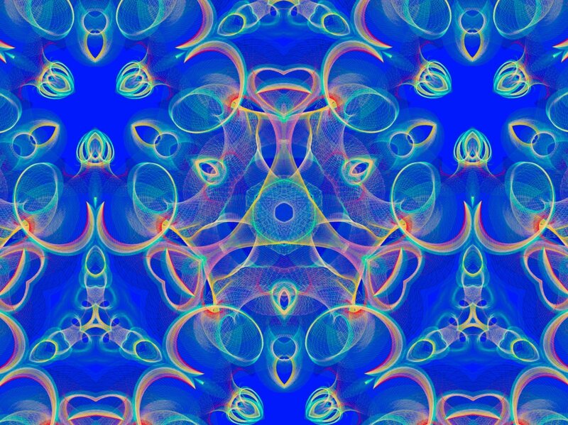 Symmetrical Abstract Pattern — Blue, Hypnotic, Digital Art, Circles
