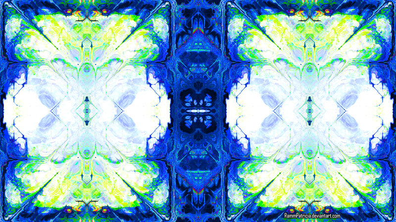 Symmetrical Abstract Pattern — Blue, Hypnotic, Digital Art, Green