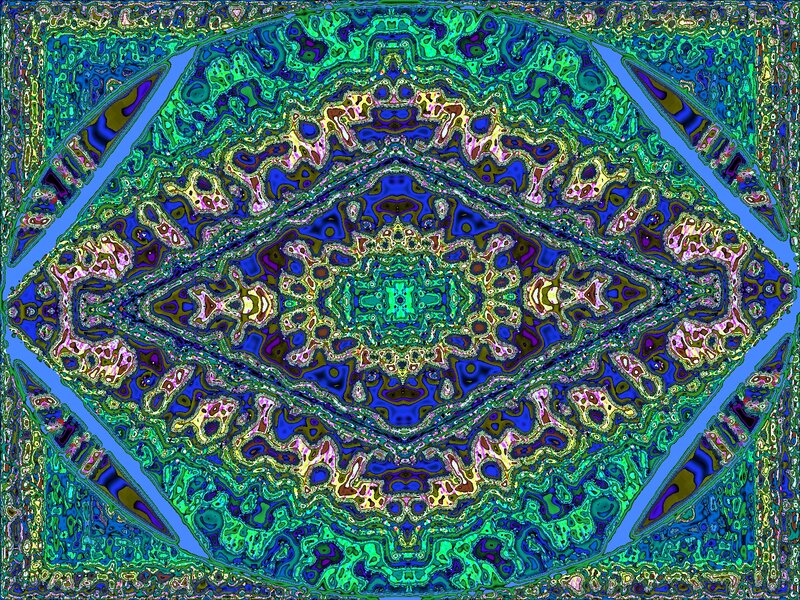 Symmetrical Abstract Pattern — Blue, Hypnotic, Digital Art