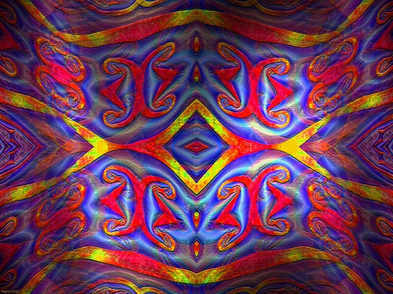 Symmetrical Abstract Pattern — Blue, Vibrant, Digital Art