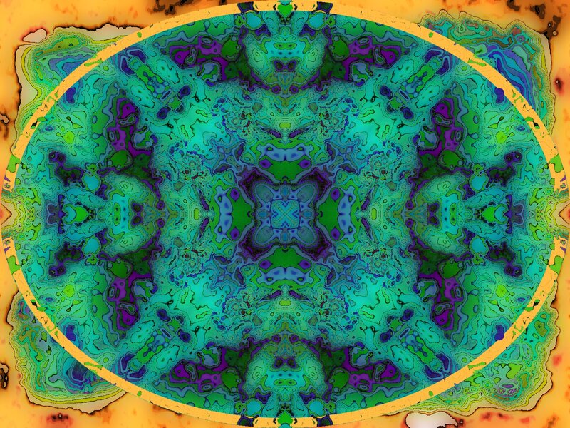 Symmetrical Abstract Pattern — Green, Hypnotic, Circle
