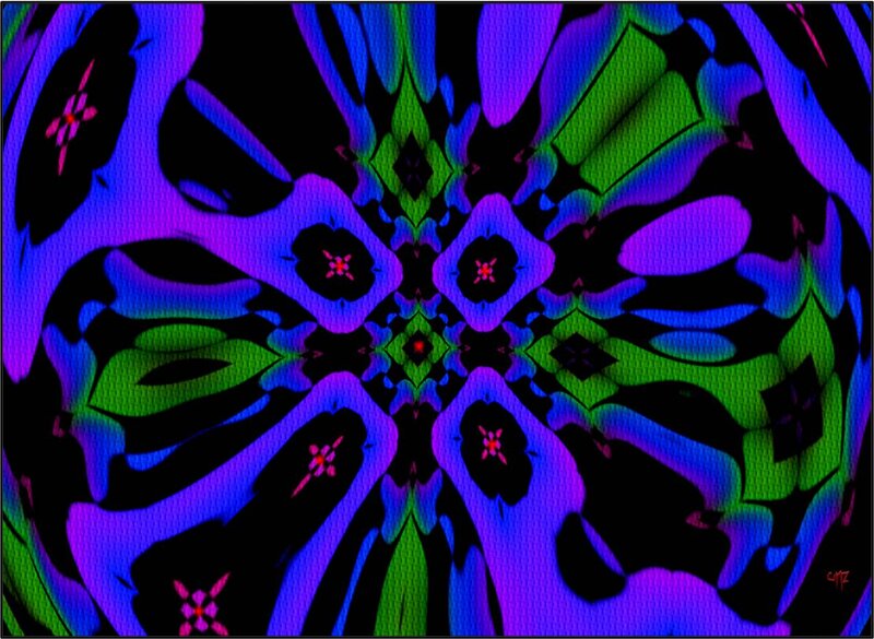 Symmetrical Abstract Pattern — Purple, Hypnotic, Digital Art, Flowers