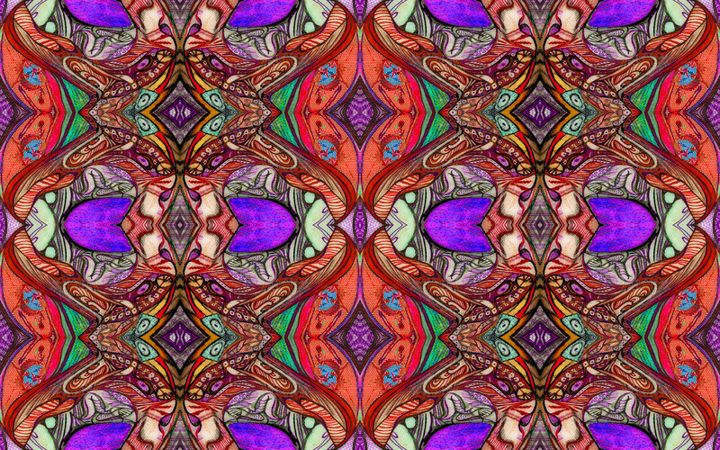Symmetrical Abstract Pattern — Red, Vibrant, Digital Art