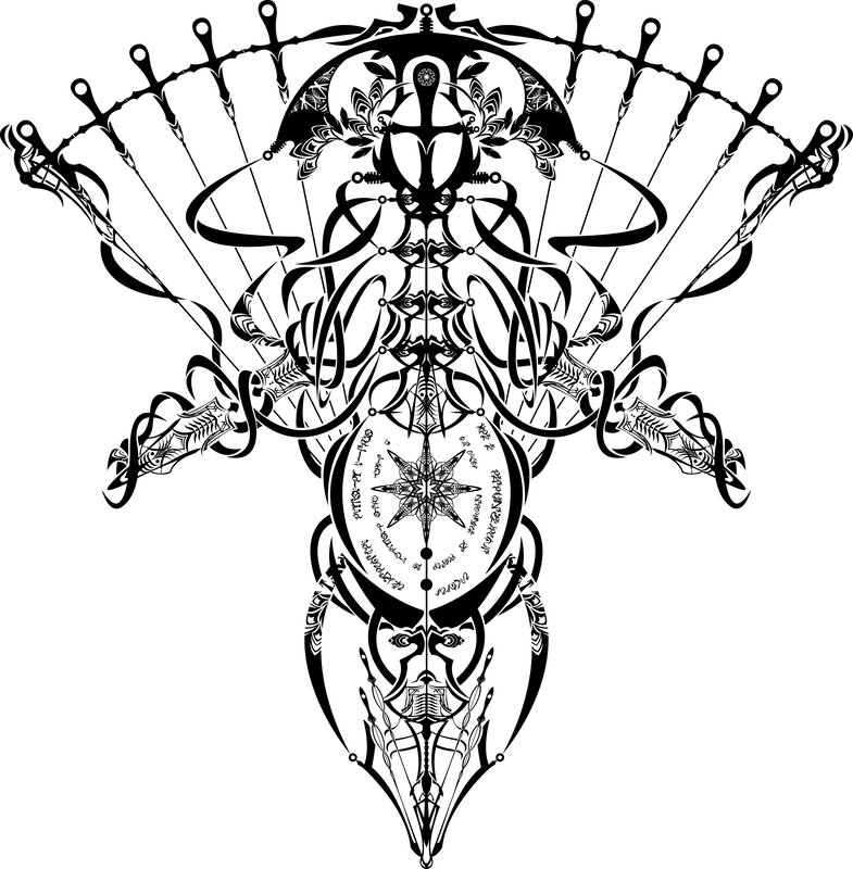 symmetrical black and white tattoo design