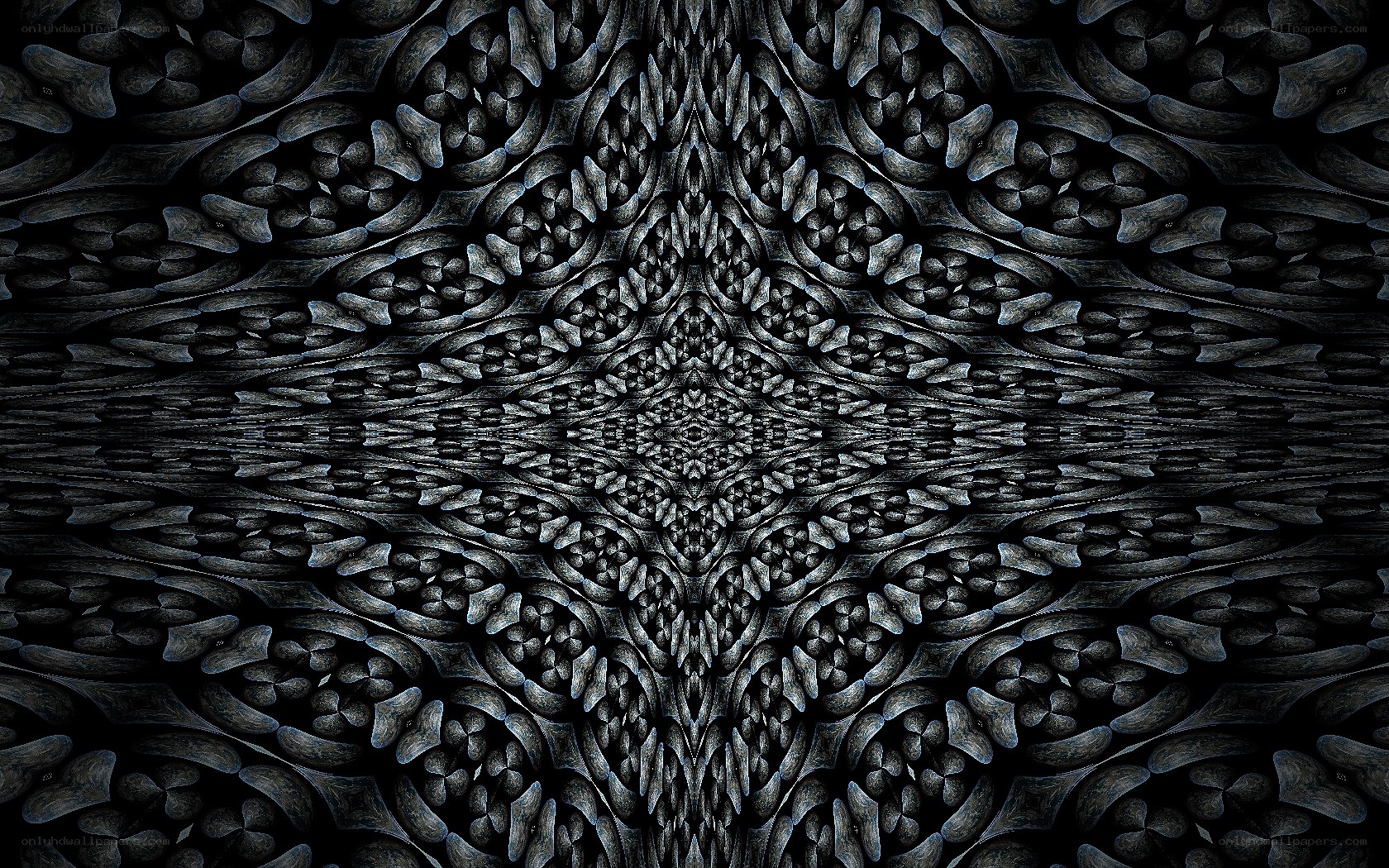 symmetrical black fractal pattern