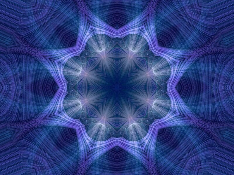 Symmetrical Blue Fractal Pattern — Hypnotic, Digital Art