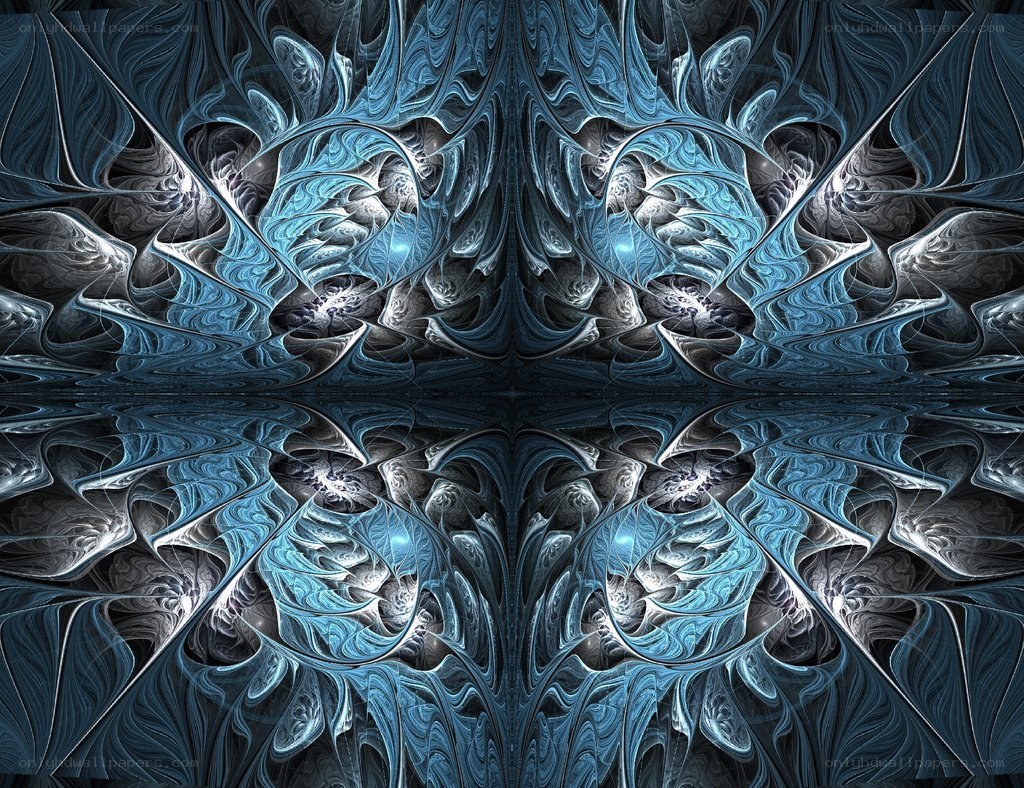 symmetrical blue fractal pattern