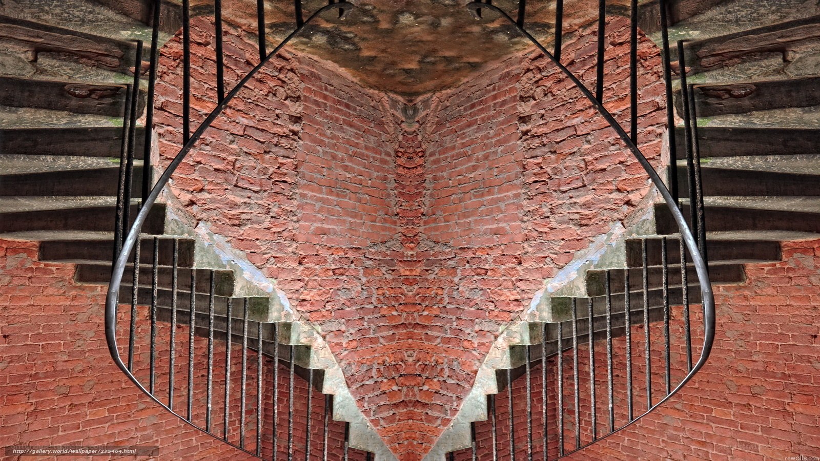 Symmetrical brick staircase