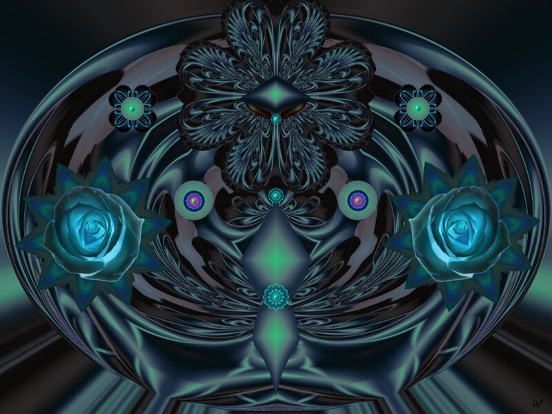 Symmetrical Digital Flower — Teal