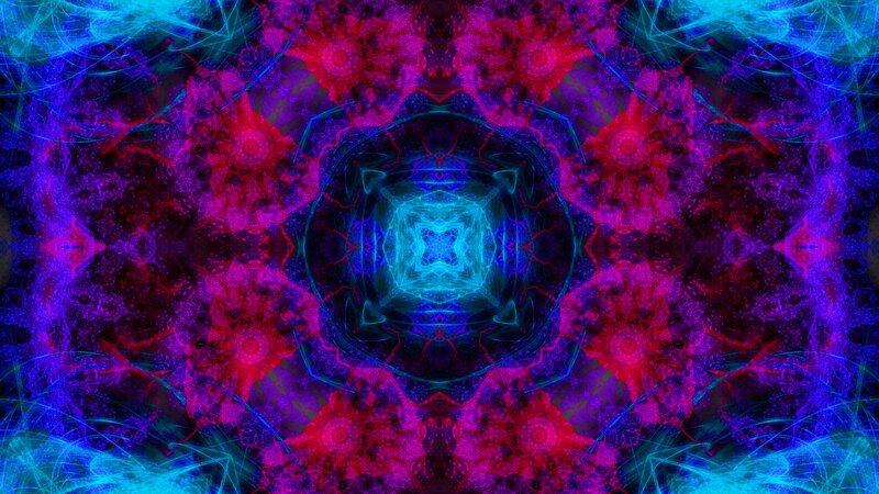 Symmetrical Digital Mandala — Blue, Hypnotic, Digital Art, Neon Lights