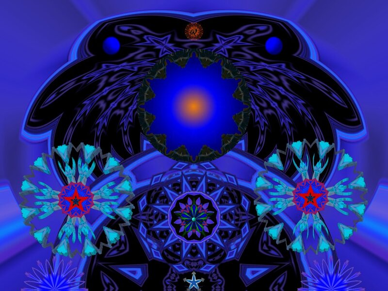 Symmetrical Digital Mandala — Blue, Hypnotic