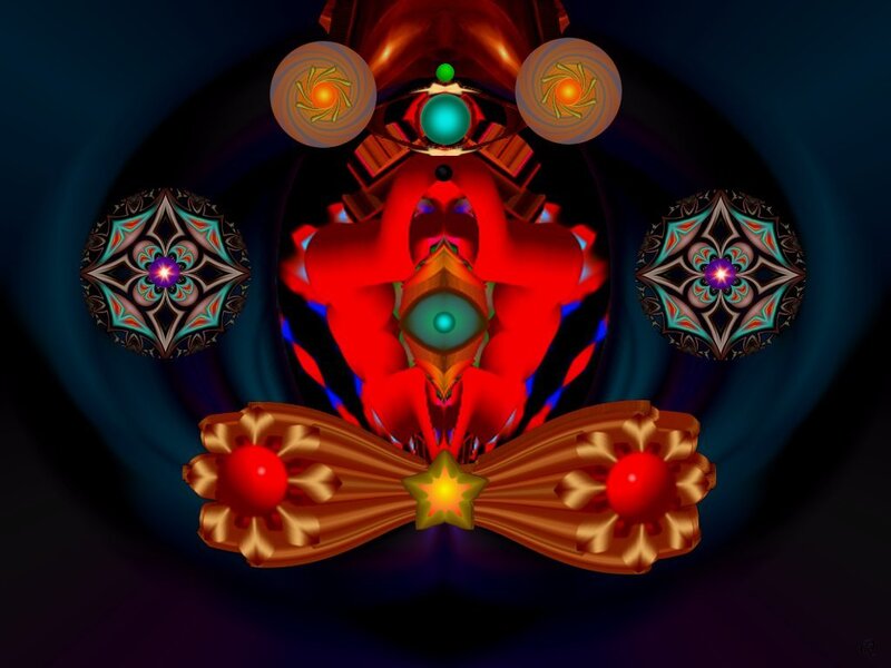 Symmetrical Digital Mandala — Red, Dramatic