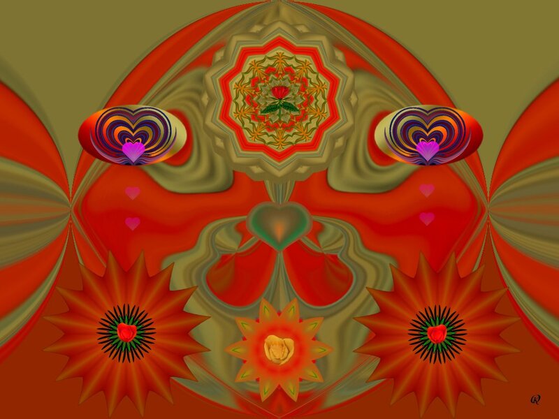 Symmetrical Digital Mandala — Red, Hypnotic, Digital Art
