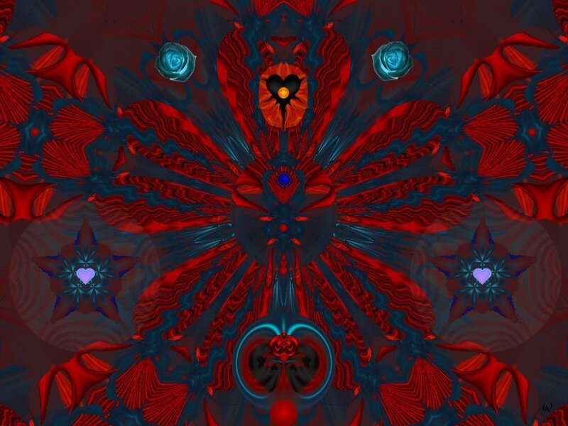 Symmetrical Digital Mandala — Red, Hypnotic