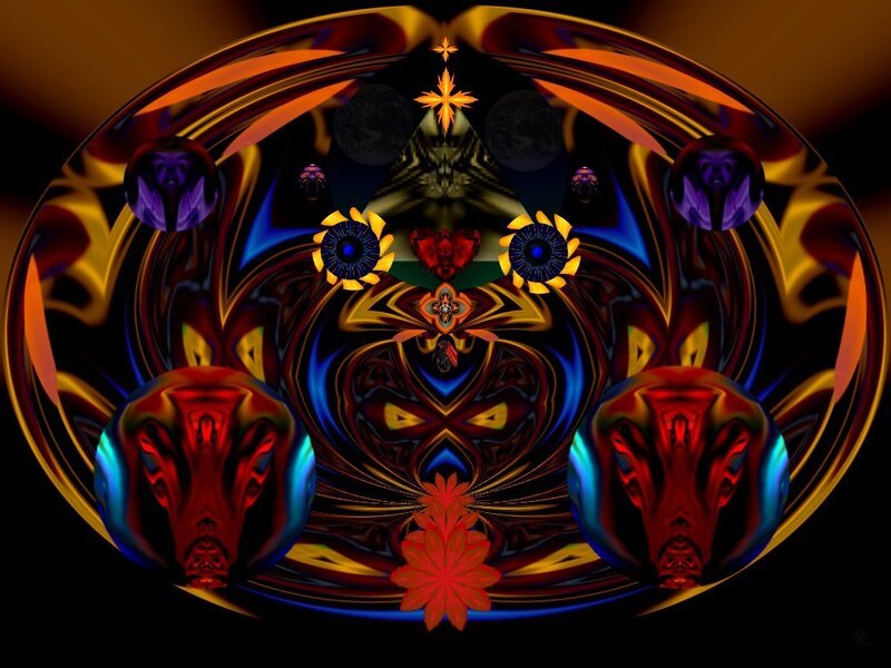 Symmetrical Digital Mandala — Red