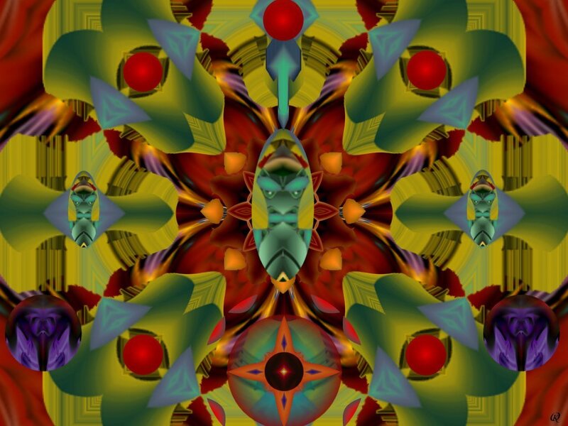 Symmetrical Digital Mandala — Yellow