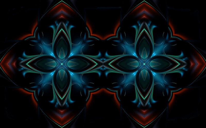 Symmetrical Digital Pattern — Blue, Dramatic, Digital Art