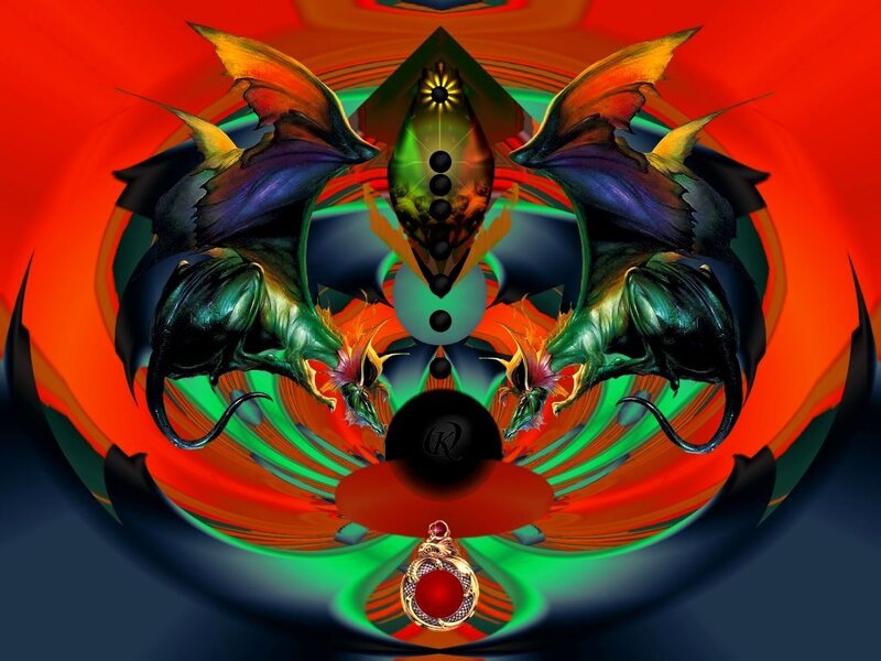Symmetrical dragon fantasy art