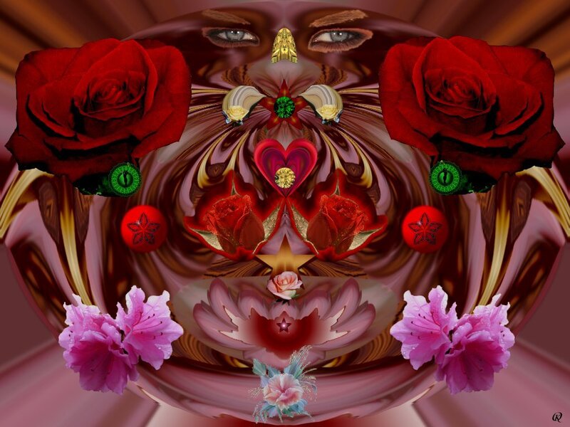 Symmetrical floral and face art